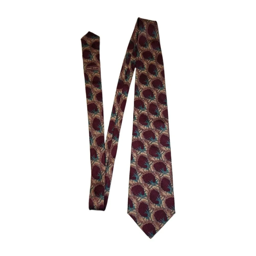 Vintage Giorgio Armani Cravatte Silk Tie Italy Abstract Eggplant Vegetable